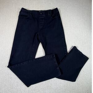 Betabrand Women Large Black Straight Leg Stretch Denim Jeans Pull On Comfort Fit